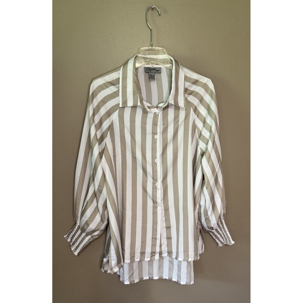 Striped Button Up Blouse by Spoon Jeans Size L